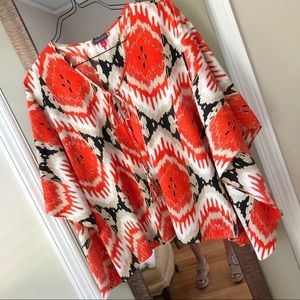 Vince Camuto orange ikat tunic